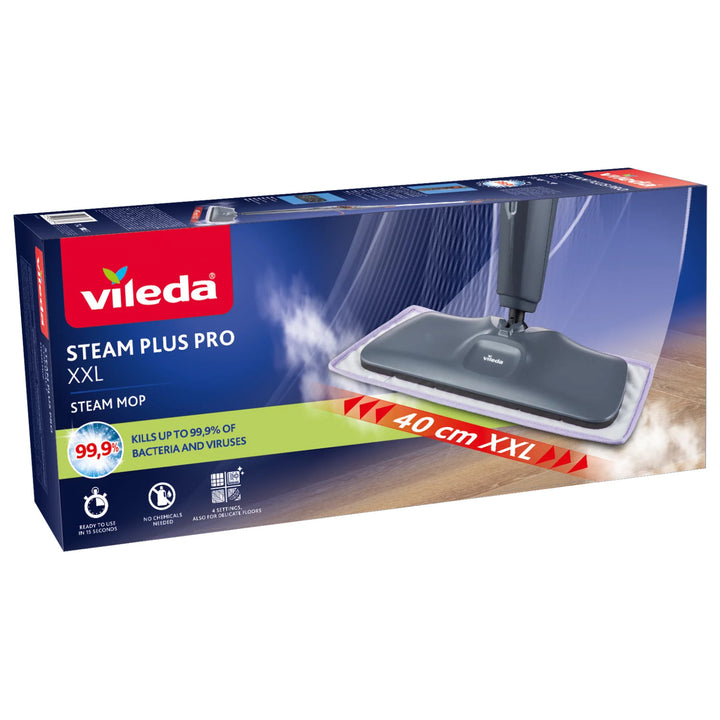 Parný mop Vileda Steam Plus XXL Pro, ničí 99,9 % baktérií, ideálny na veľké plochy, na všetky druhy podláh, 180835
