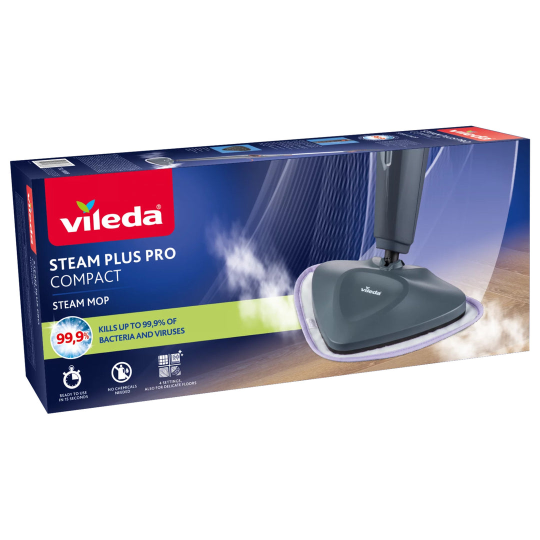 Parný mop Vileda Steam Plus Pro, ničí 99,9 % baktérií, rýchlo sa zahrieva, vhodný na všetky typy podláh, 180839