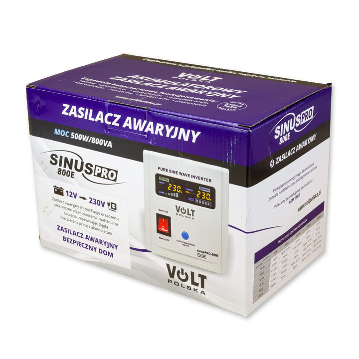 Núdzový napájací zdroj Sinus Pro 800 E, 12/230 V, trvalý výkon 500 W, celkový výkon 800 VA, 3SP080012E