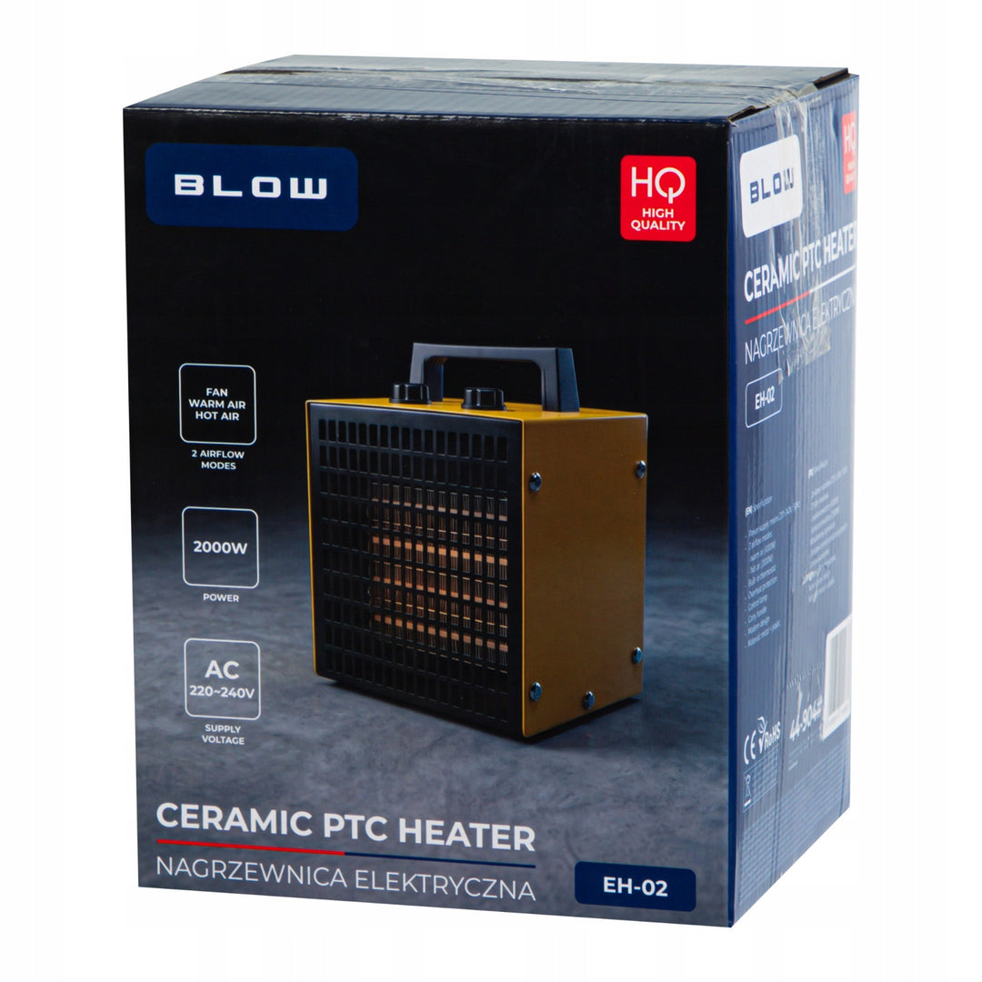 Ohrievač Blow, výkon 2000 W, 2 stupne ohrevu, nastaviteľný termostat, ochrana proti prehriatiu, 44-904#