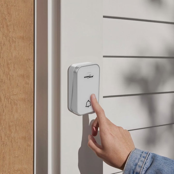 Kinetický bezdrôtový zvonček bez batérií, 38 melódií, biely, dosah až 200 m, IP44, GreenBlue GB157 W