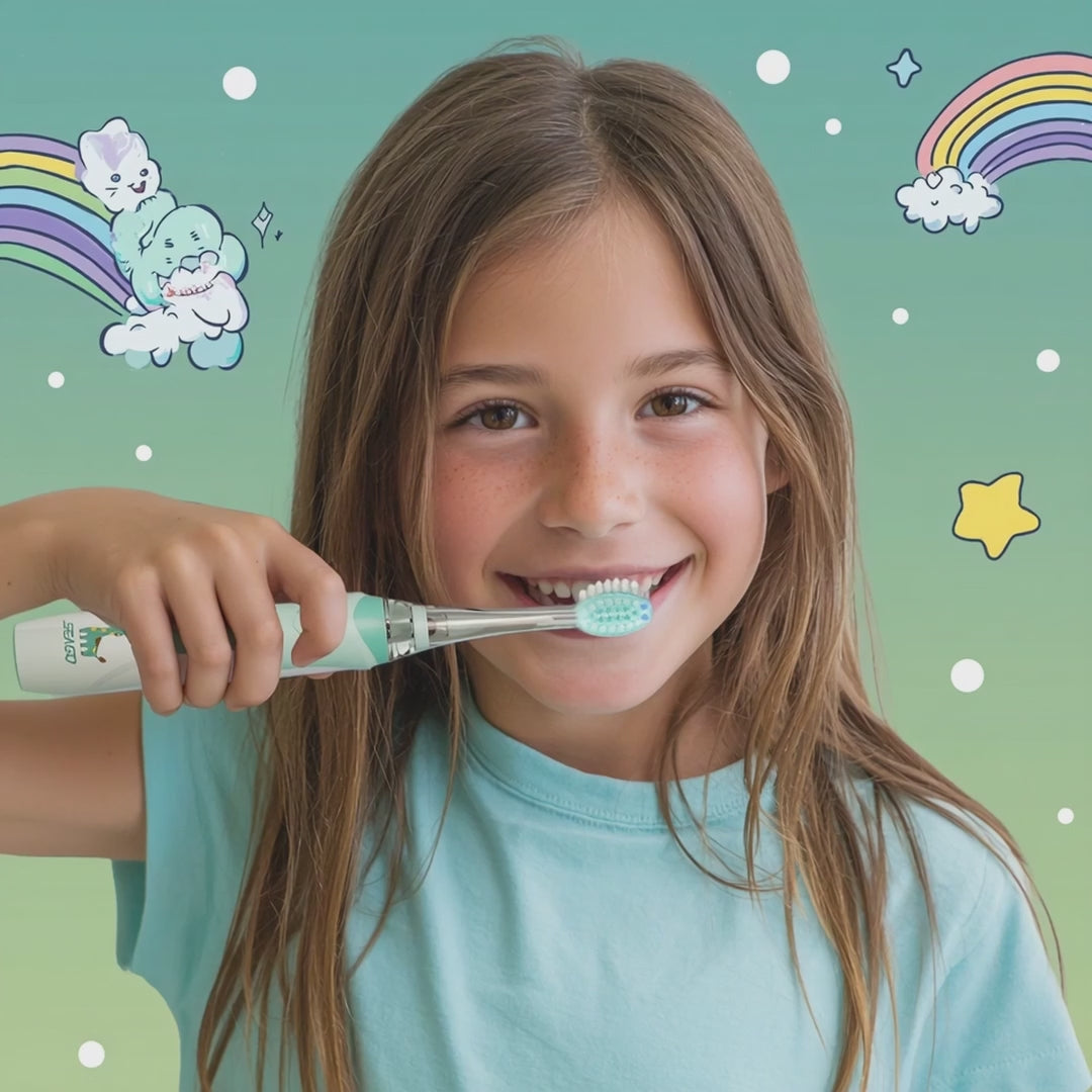 Detská sonická zubná kefka SEAGO, farba zelená, 1xAA 1,5V (nie je súčasťou balenia), 3 koncovky, SG-977 Green