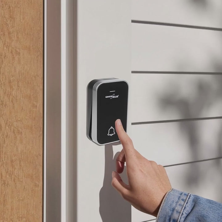 Kinetický bezdrôtový zvonček bez batérií, 38 melódií, čierny, dosah až 200 m, IP44, GreenBlue GB157 B