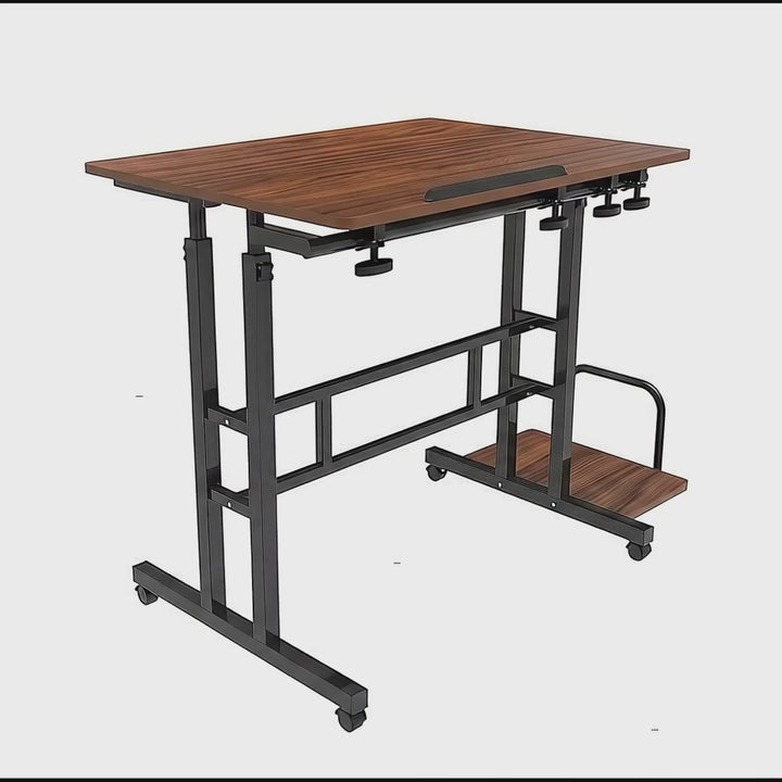 Maclean mobilný stôl na notebook, čierny, vrchná doska 80x60 cm, max. 50 kg, nastaviteľná výška 67-115 cm, MC-124 B