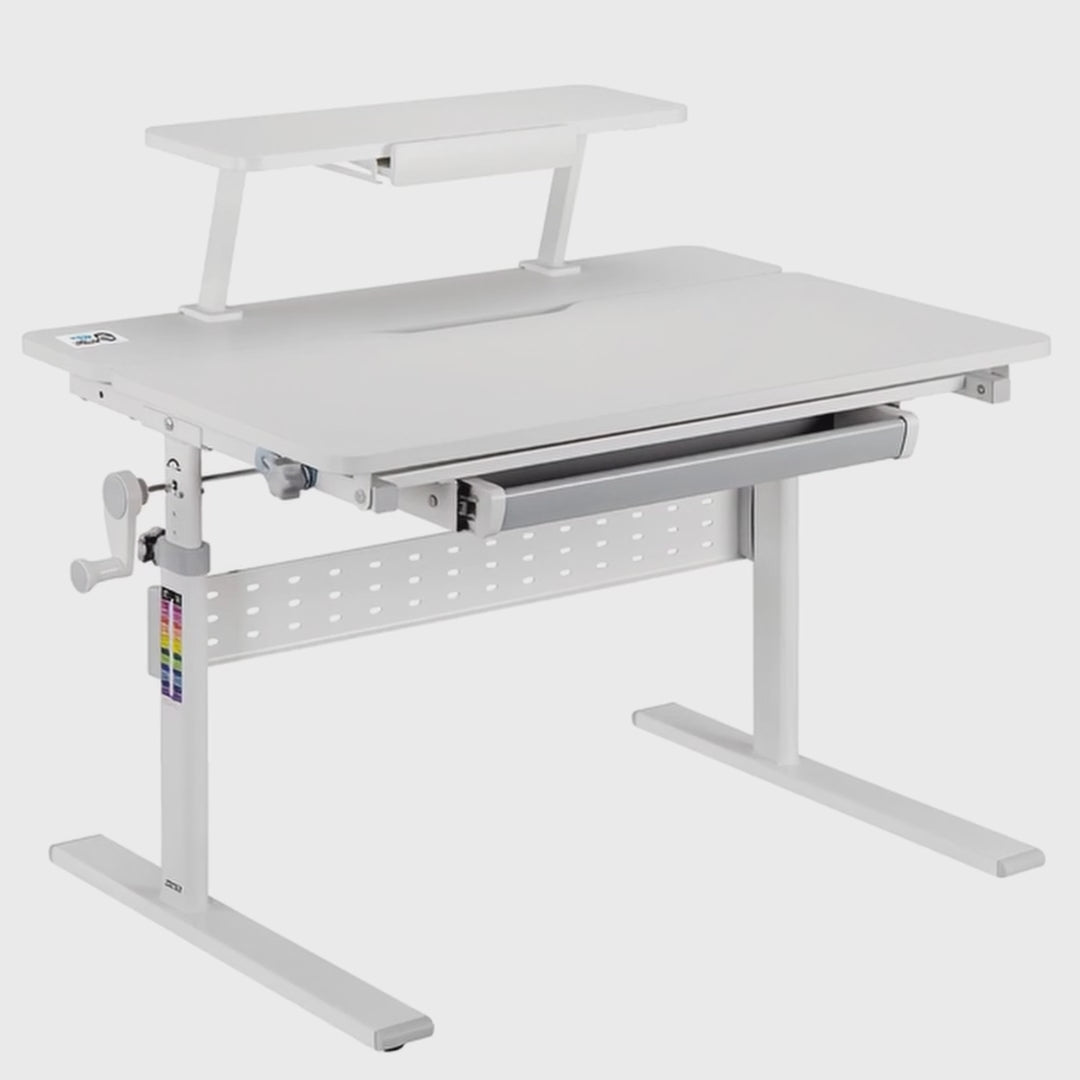 Detský stôl Ergo Office, výškovo nastaviteľný, sivý, max. 40 kg, 900x600 mm, ER-483