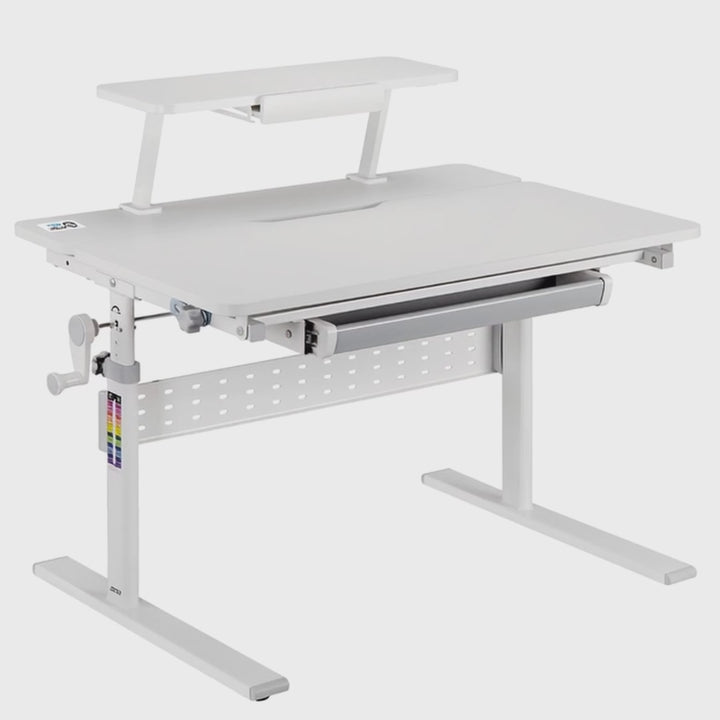 Detský stôl Ergo Office, výškovo nastaviteľný, sivý, max. 40 kg, 900x600 mm, ER-483