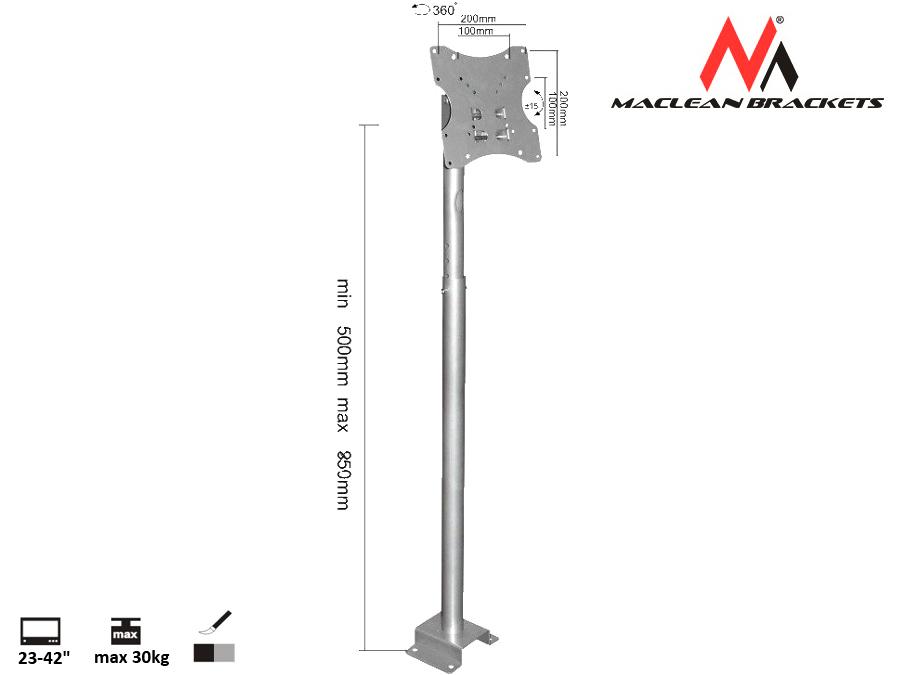 Stropný držiak TV 22-42 &#39;&#39; 30kg strieborný Maclean MC-504A S