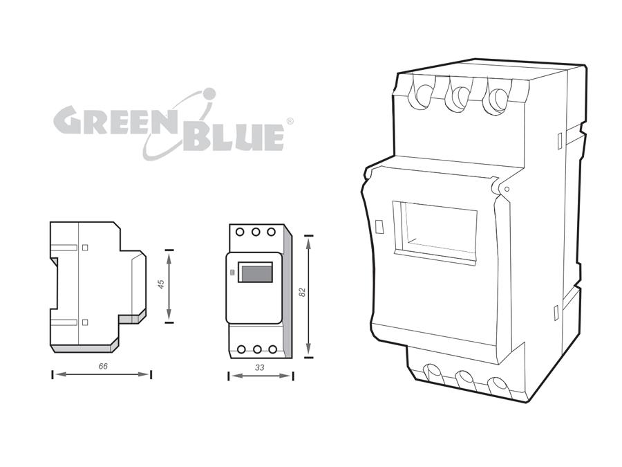 Časový spínač - digitálny časovač pre DIN lištu GreenBlue GB104 16 programov max 240 programov