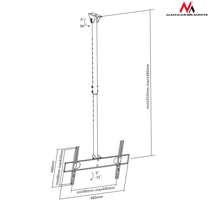 Stropný držiak pre TV LCD LED 32-55 "až 50kg Maclean Brackets MC-631