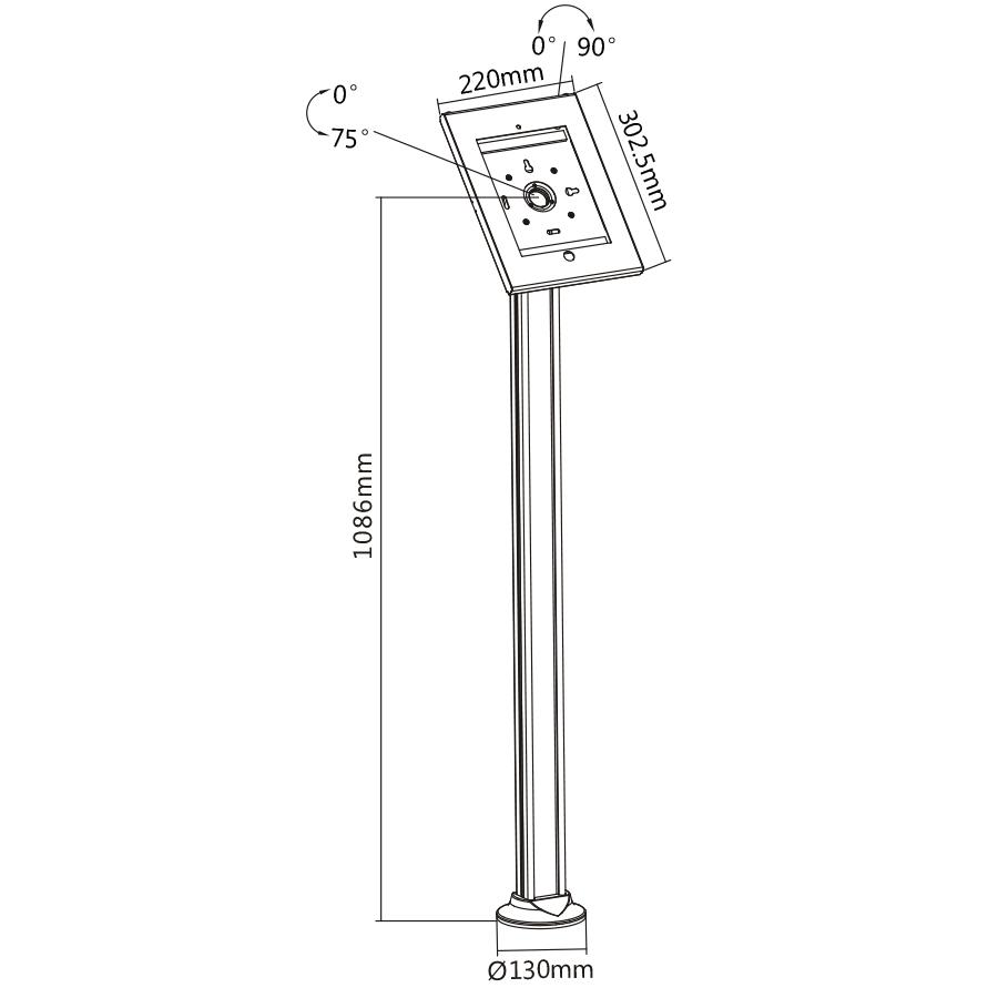 Podlahový stojan na tablet MC-678 iPad 2/3/4/Air/Air2 Anti-Theft