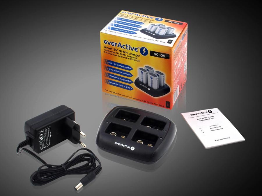 EverActive nabíjačka NC-109 pre batérie 9V 4x 100mA max