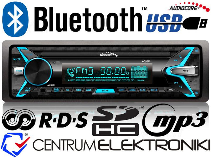 Autorádio Audiocore AC9710  Stereo MP3 / WMA / USB / RDS / SD Odejmovaný panel ISO Multicolor Bluetooth