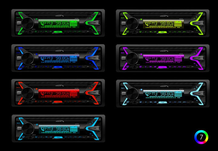 Autorádio Audiocore AC9710  Stereo MP3 / WMA / USB / RDS / SD Odejmovaný panel ISO Multicolor Bluetooth