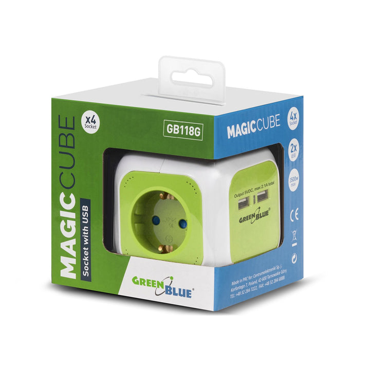 GreenBlue MagicCube 4x zásuvky 2x USB pripojenie 1,4 m (Nemecko)