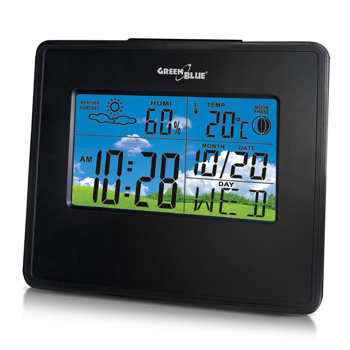 Meteorologická stanica hodiny calendar mesiac fáza GreenBlue GB148B čierna