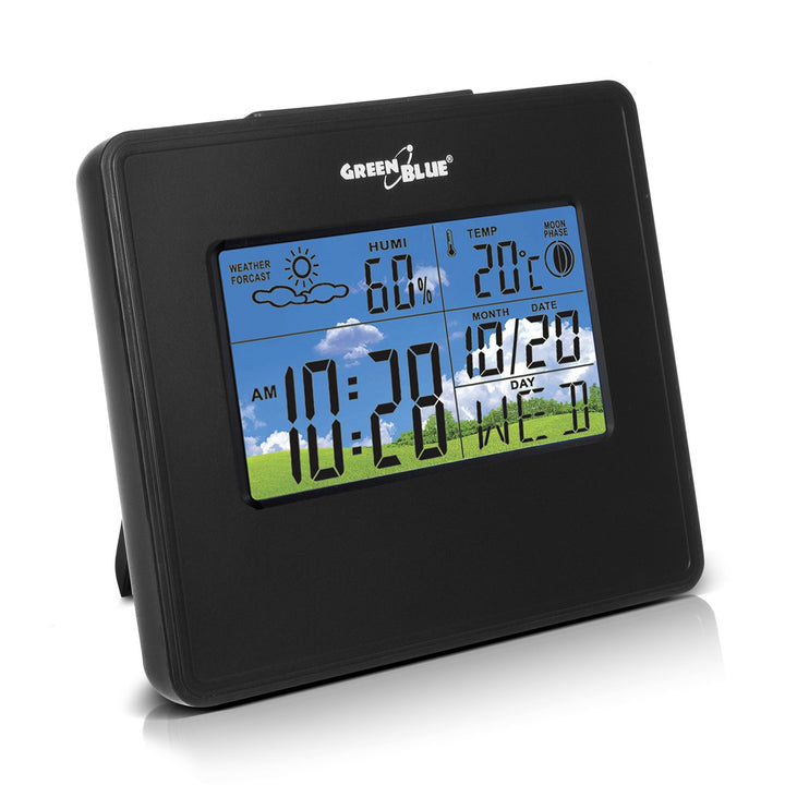 Meteorologická stanica hodiny calendar mesiac fáza GreenBlue GB148B čierna