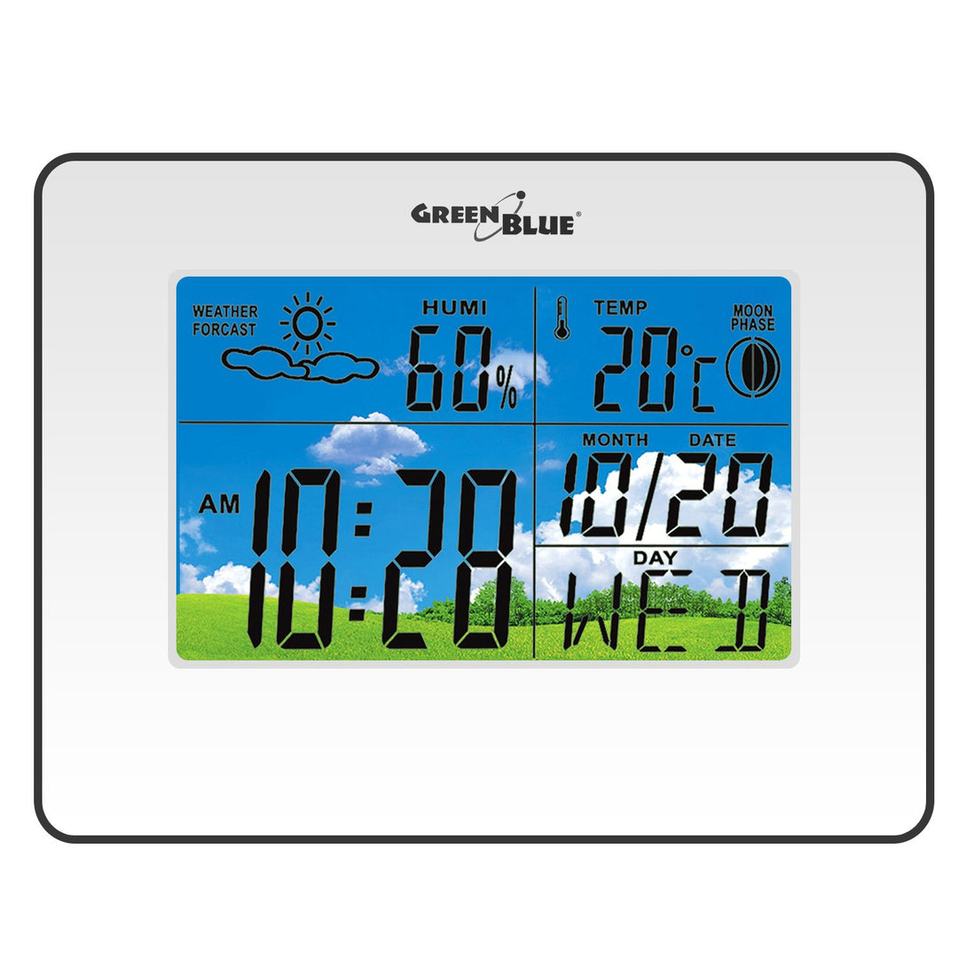 Meteorologická stanica hodiny calendar mesiac fáza GreenBlue GB148B čierna