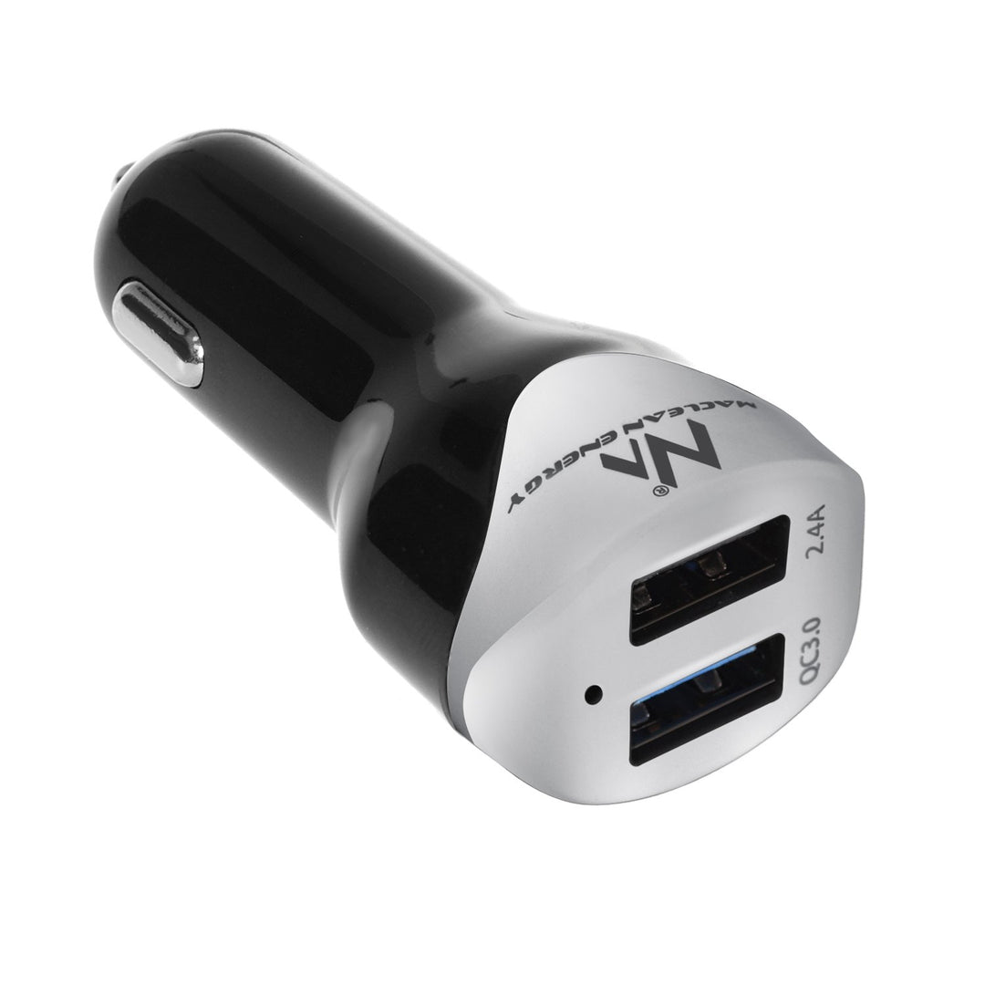 Nabíjačka do auta 2,4A 2xUSB Kábel Q.C3.0 1,5m Strieborná Maclean Energy MCE157