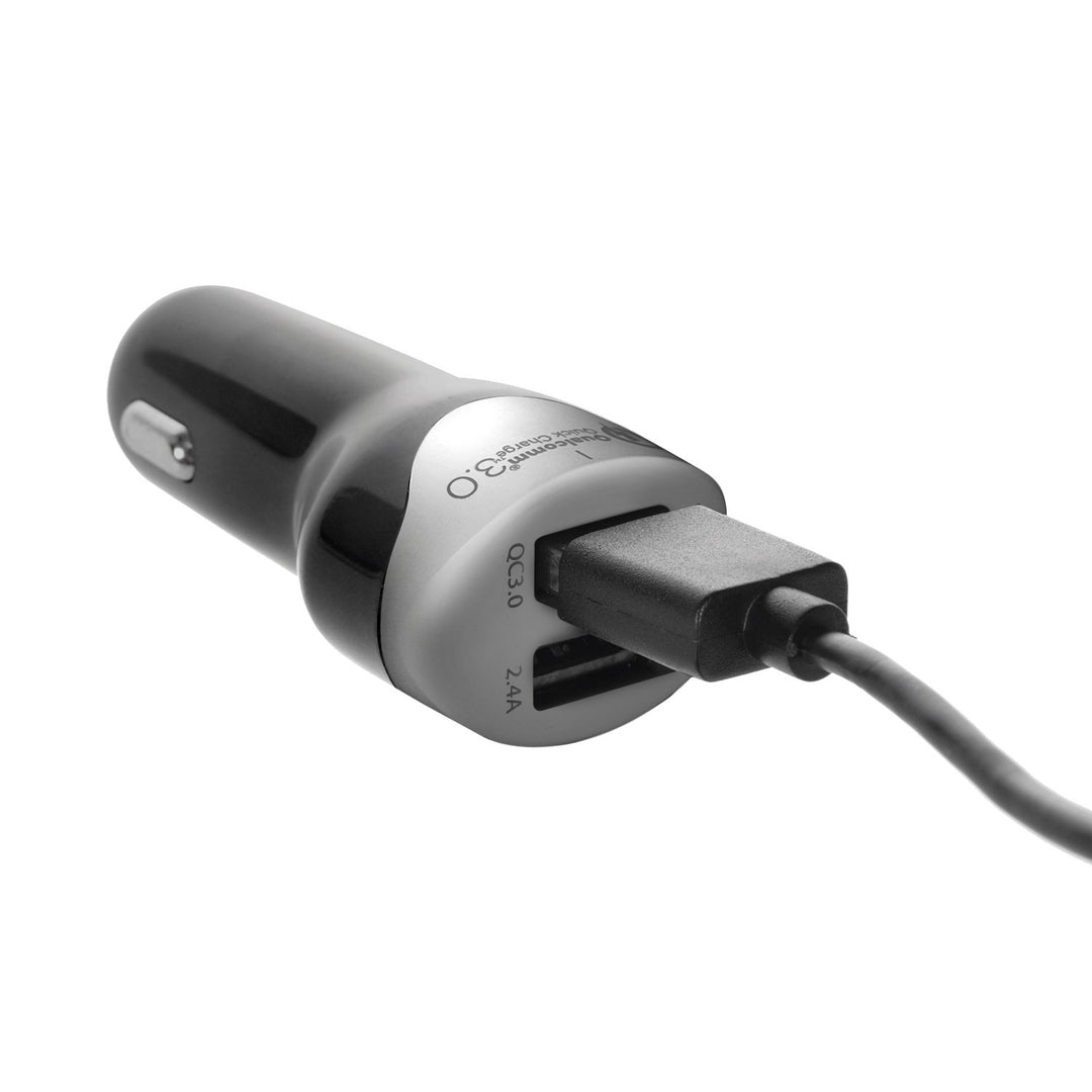 Nabíjačka do auta 2,4A 2xUSB Kábel Q.C3.0 1,5m Strieborná Maclean Energy MCE157