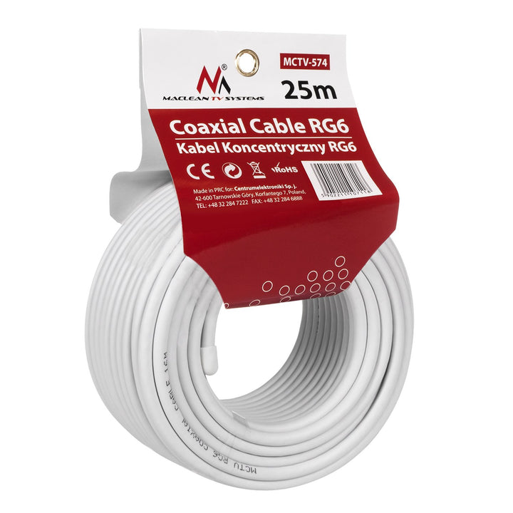 Satelitný koaxiálny kábel 1.0CCS RG6 25M Maclean MCTV-574