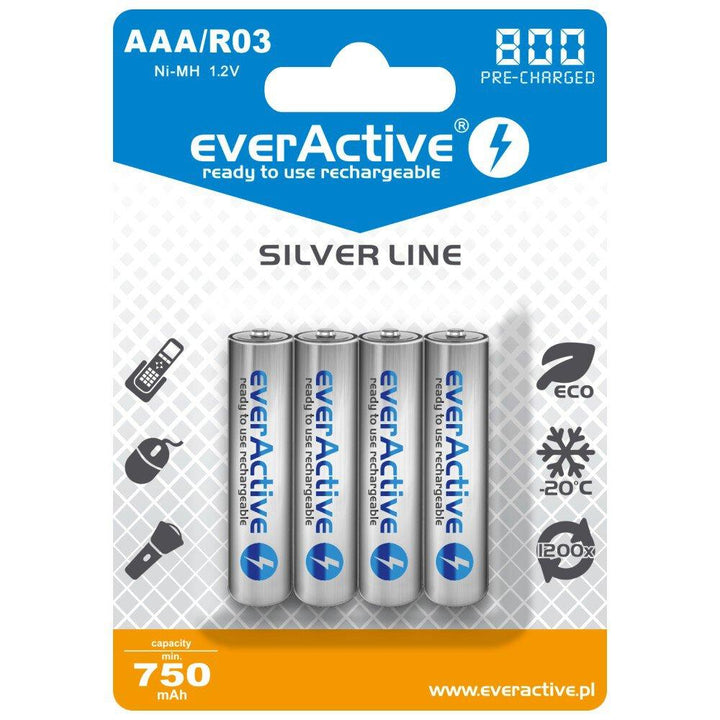 4x everActive R03/AAA 800mAh dobíjacie batérie vysokej kvality