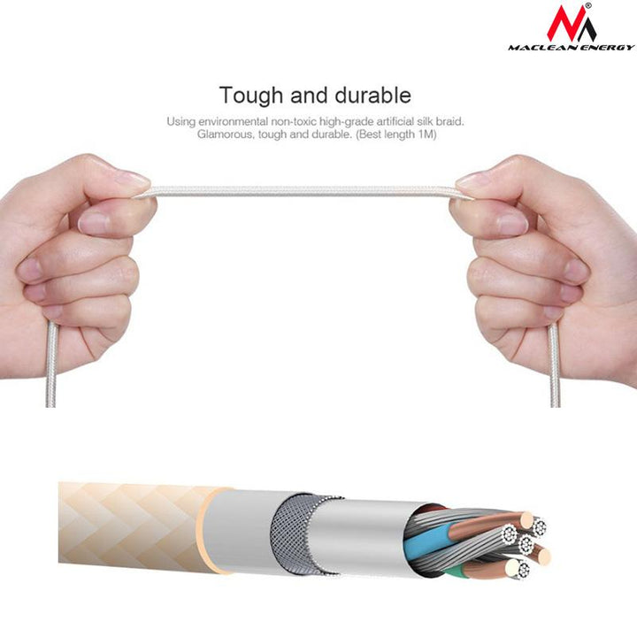 Maclean Energy USB Type-C kábel MCE178 magnetický strieborný
