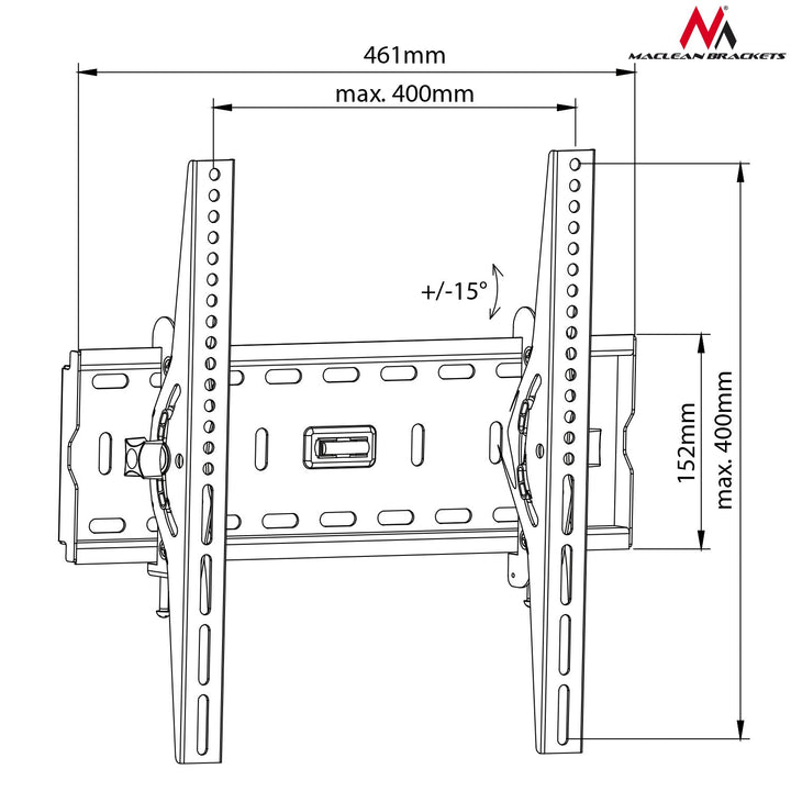 Držiak na televizor 26-55" 45kg max vesa 400x400 čierny