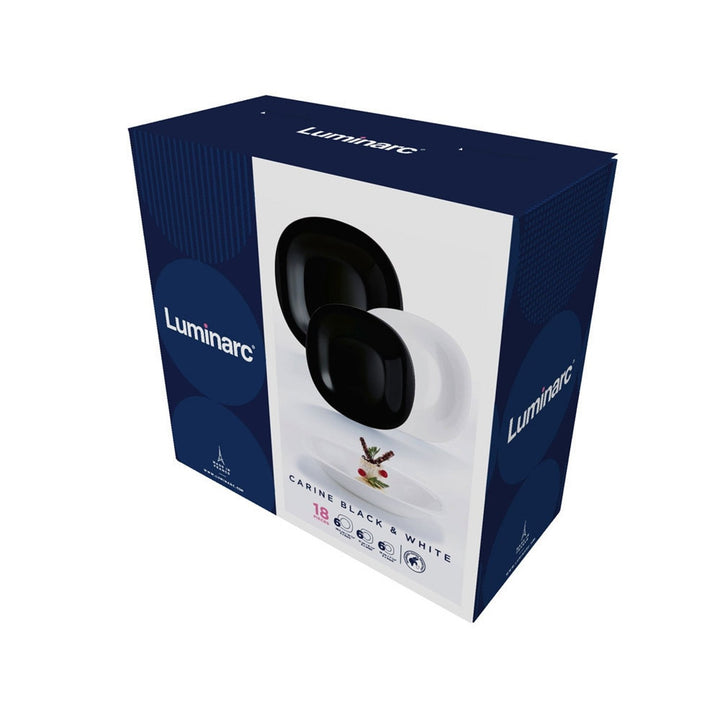 Večera sada Carine Neo White & Black 18 kusov LUMINARC