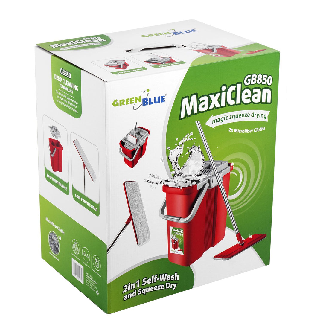 Plochý mop s žmýkačkou + dva kusy vložky z mikrovlákna HQ GreenBlue Maxiclean GB850