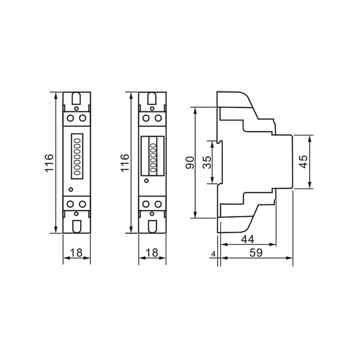 Wattmeter na DIN lištu LCD displej GreenBlue GB173