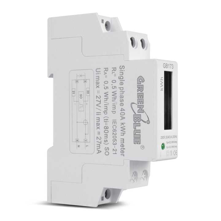 Wattmeter na DIN lištu LCD displej GreenBlue GB173