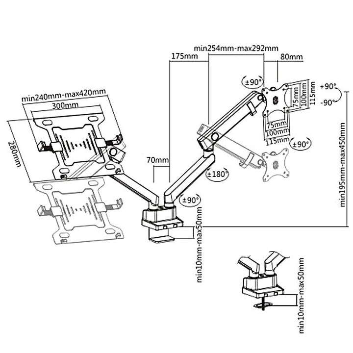 Dvojitý stolný držiak pre monitor a notebook 17"-32" Maclean MC-813 2x8kg VESA 75x75, 100x100