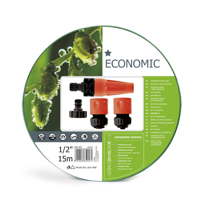 Cellfast Economic záhradná súprava 10-101 15 m 1/2" hadica plus zavlažovač