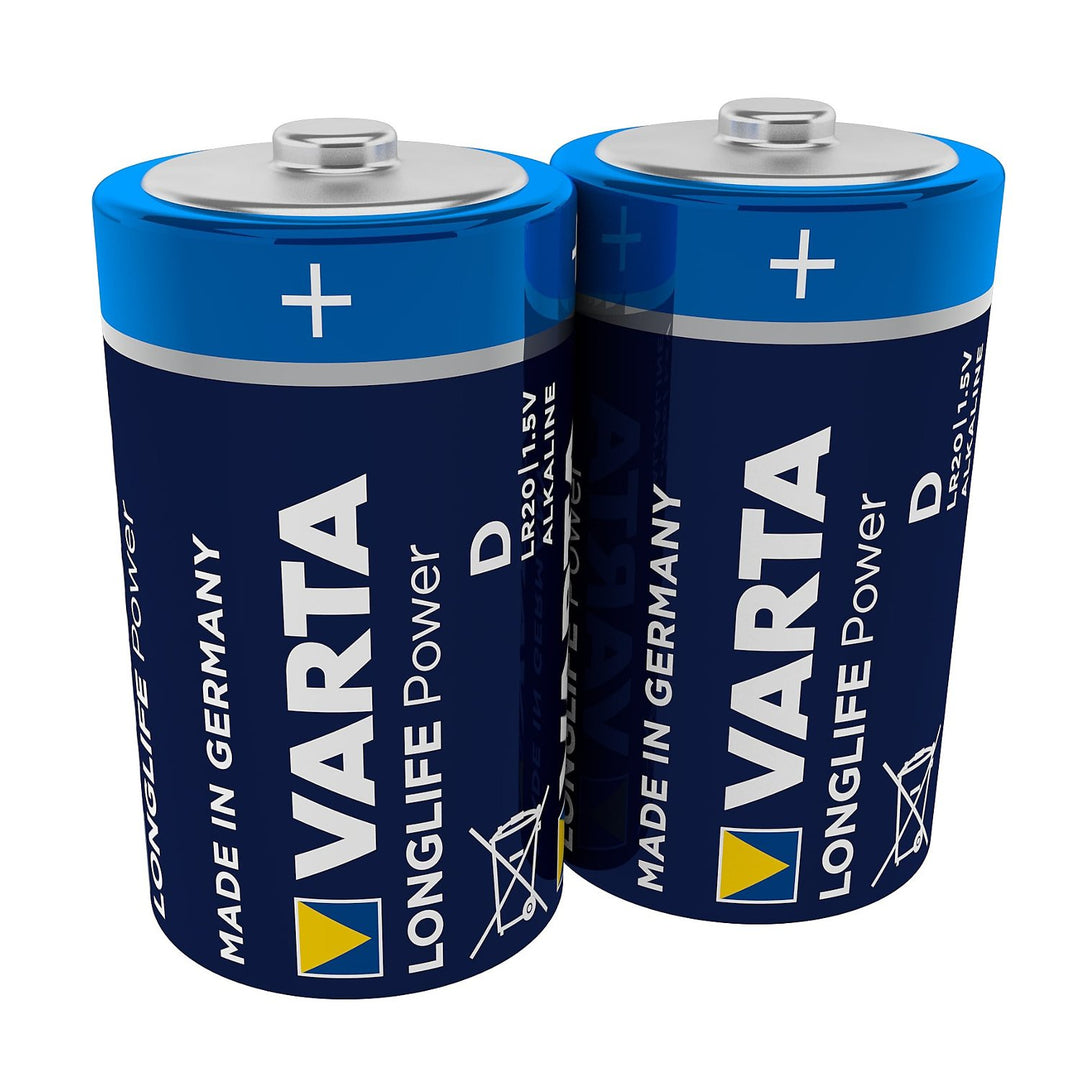 2x alkalické batérie Varta Longlife Power R20, vysoká kvalita
