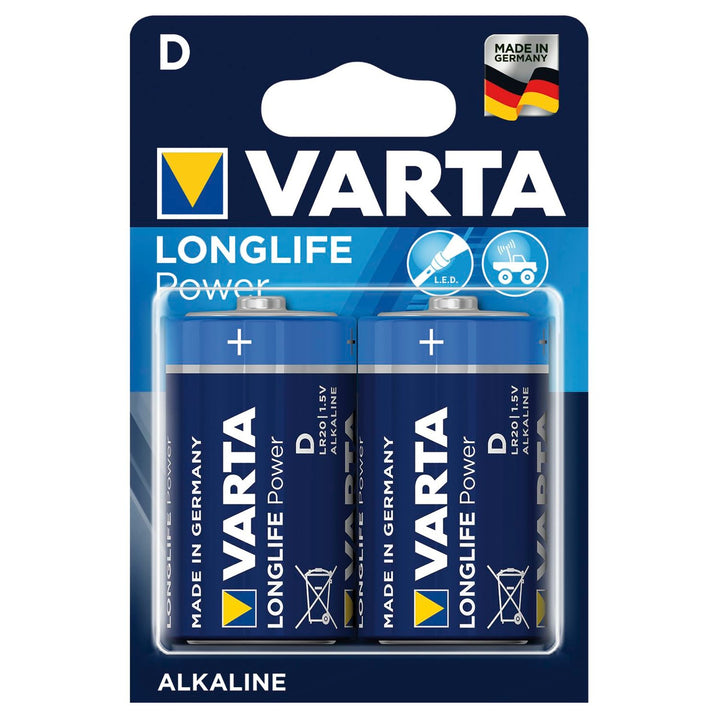 2x alkalické batérie Varta Longlife Power R20, vysoká kvalita