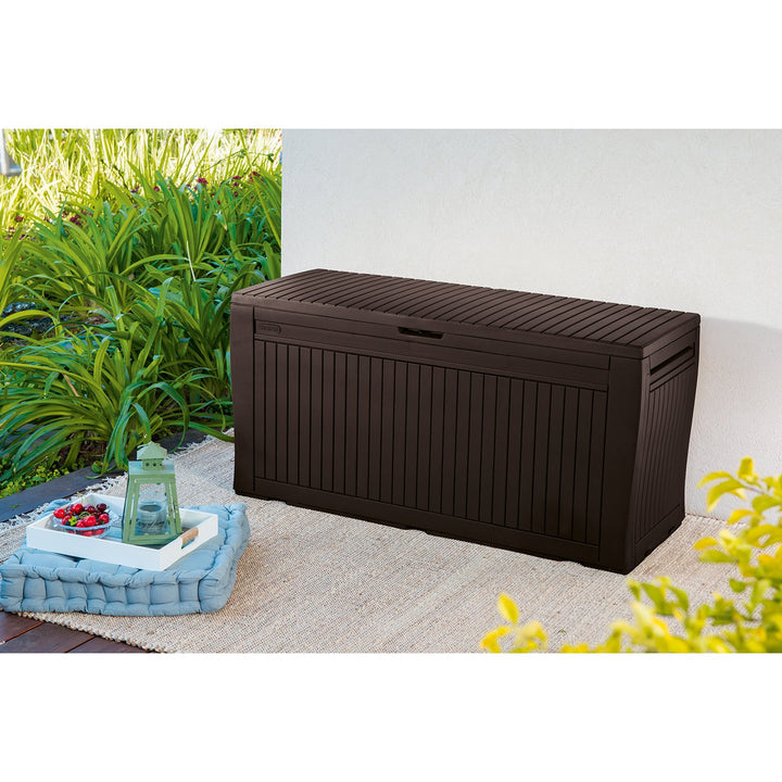 Hnedý záhradný box Keter Comfy 270L priestranný a robustný