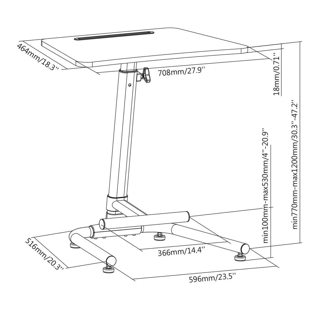 Stolní stojan na notebook s opěrkou pro nohy Notebook stolní stůl výškově nastavitelný max. 120 cm