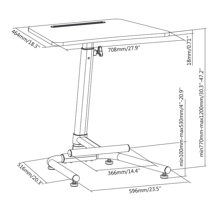 Stolní stojan na notebook s opěrkou pro nohy Notebook stolní stůl výškově nastavitelný max. 120 cm