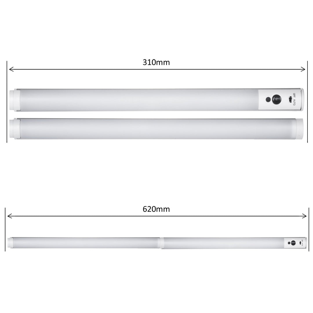 Sada 2 modulov LED lineárnych svietidiel pod skrinku s diaľkovým ovládaním a napájacím zdrojom Maclean Energy MCE245 - max. 4 moduly na jeden napájací zdroj