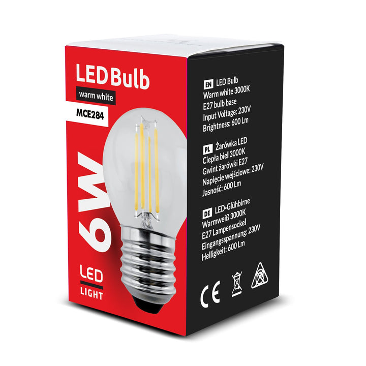 LED žiarovka E27, 6W 230V Maclean Energy MCE284 WW teplá biela 3000K 720lm retro edison dekoratívna