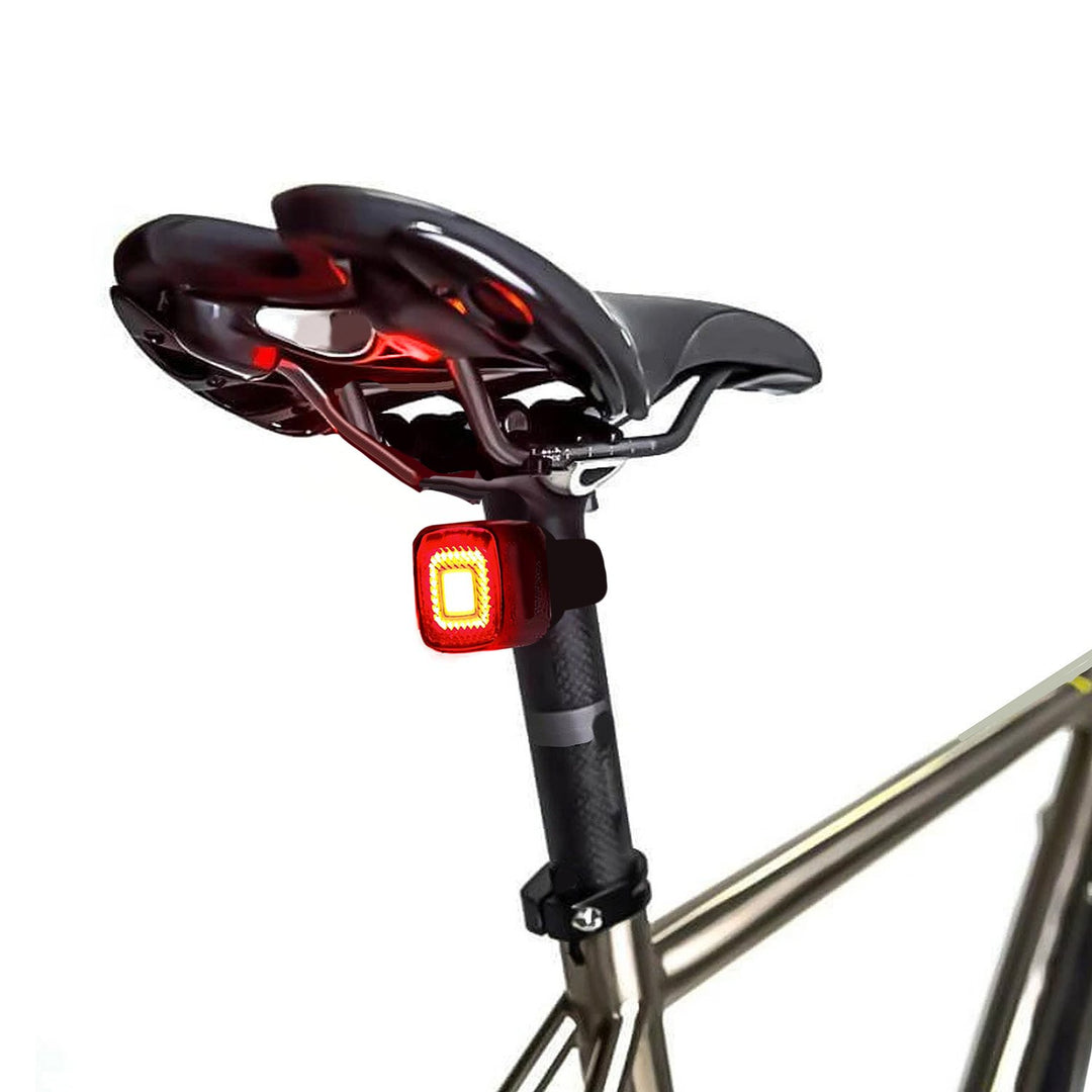 Zadné svietidlo na bicykel USB AUTO STOP súmrakový senzor Maclean Energy MCE355 COB LED max.125lm acu 450mAh