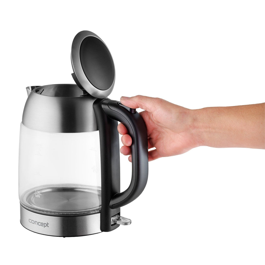Rýchlovarná kanvica 1,7 l sklenená Concept RK4080 nerezová oceľ