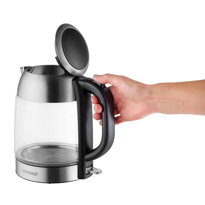 Rýchlovarná kanvica 1,7 l sklenená Concept RK4080 nerezová oceľ