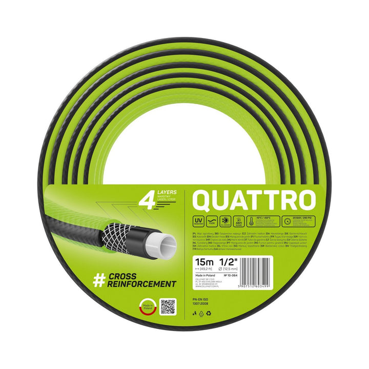 Cellfast Quattro 1/2" 15 m 4-vrstvová záhradná hadica s krížovým opletením