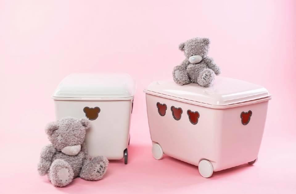 Veľký úložný box kontajner na hračky kolesá 55L Teddy Bear Doll Detská izba