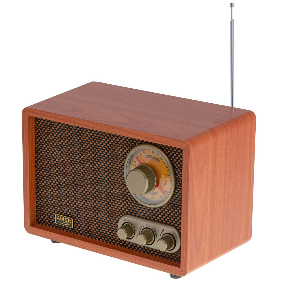 Retro FM AM rádio s Bluetooth Adler AD 1171 s drevenou skrinkou