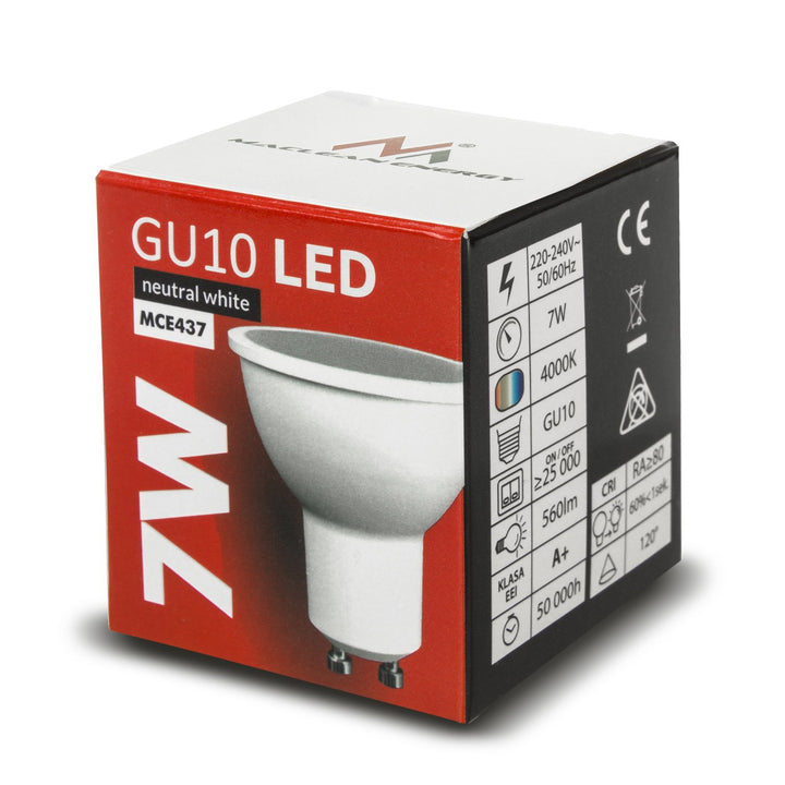 LED žiarovka GU10 7W Maclean Energy MCE437 WW teplá biela 3000K, 220-240V~, 50/60Hz, 490 lúmenov