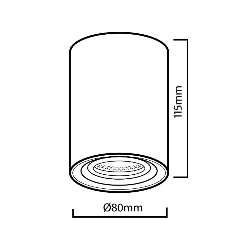 Halogénové bodové svietidlo GU10 MCE422 W na povrch, biele, 80x115 mm, hliník