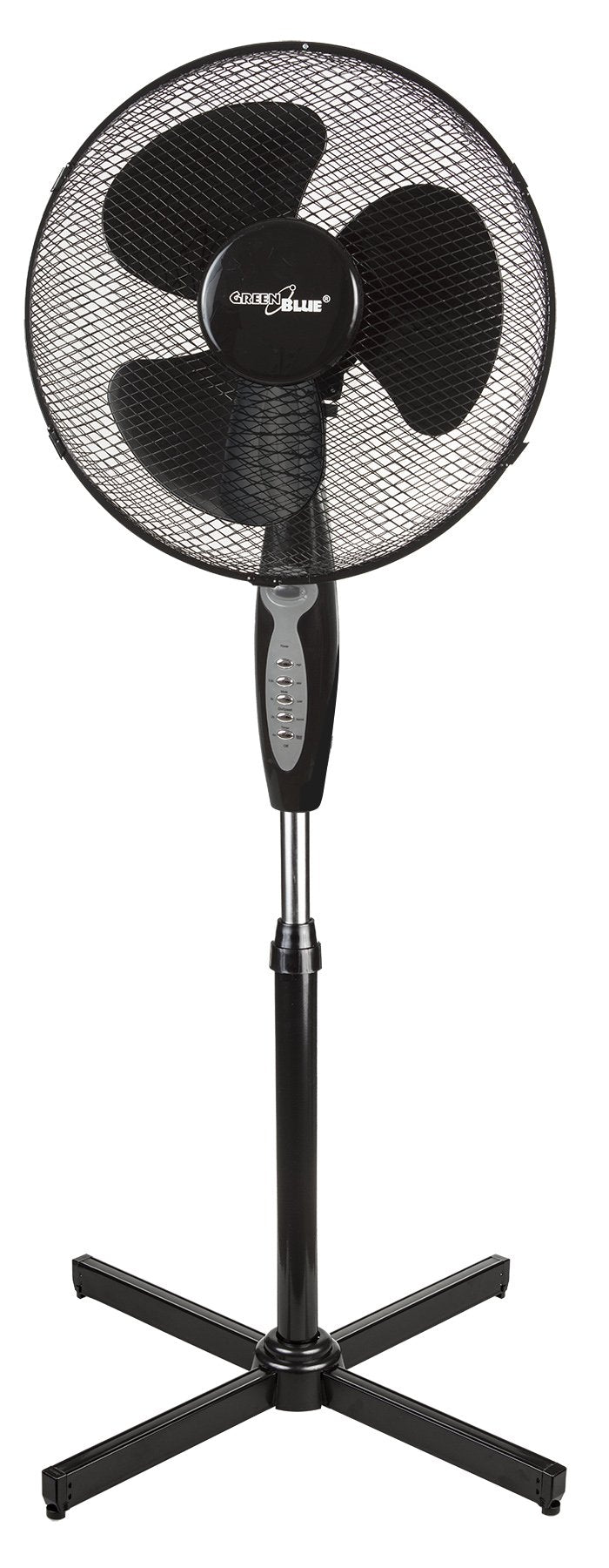 GreenBlue 40W podlahový ventilátor s 3 úrovňami výkonu 1,25 m vysoký 1,5 m kábel s diaľkovým ovládaním a časovačom do 7,5 h GB580