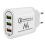 Rychlá nabíječka 1xQC 3.0 Maclean Energy MCE479 W - bílá Qualcomm Quick Charge QC 3.0 - 3,6-6VV / 3A, 6-9V / 2A, 9-12V / 1,5A a 2 zásuvky 5V / 2,1A